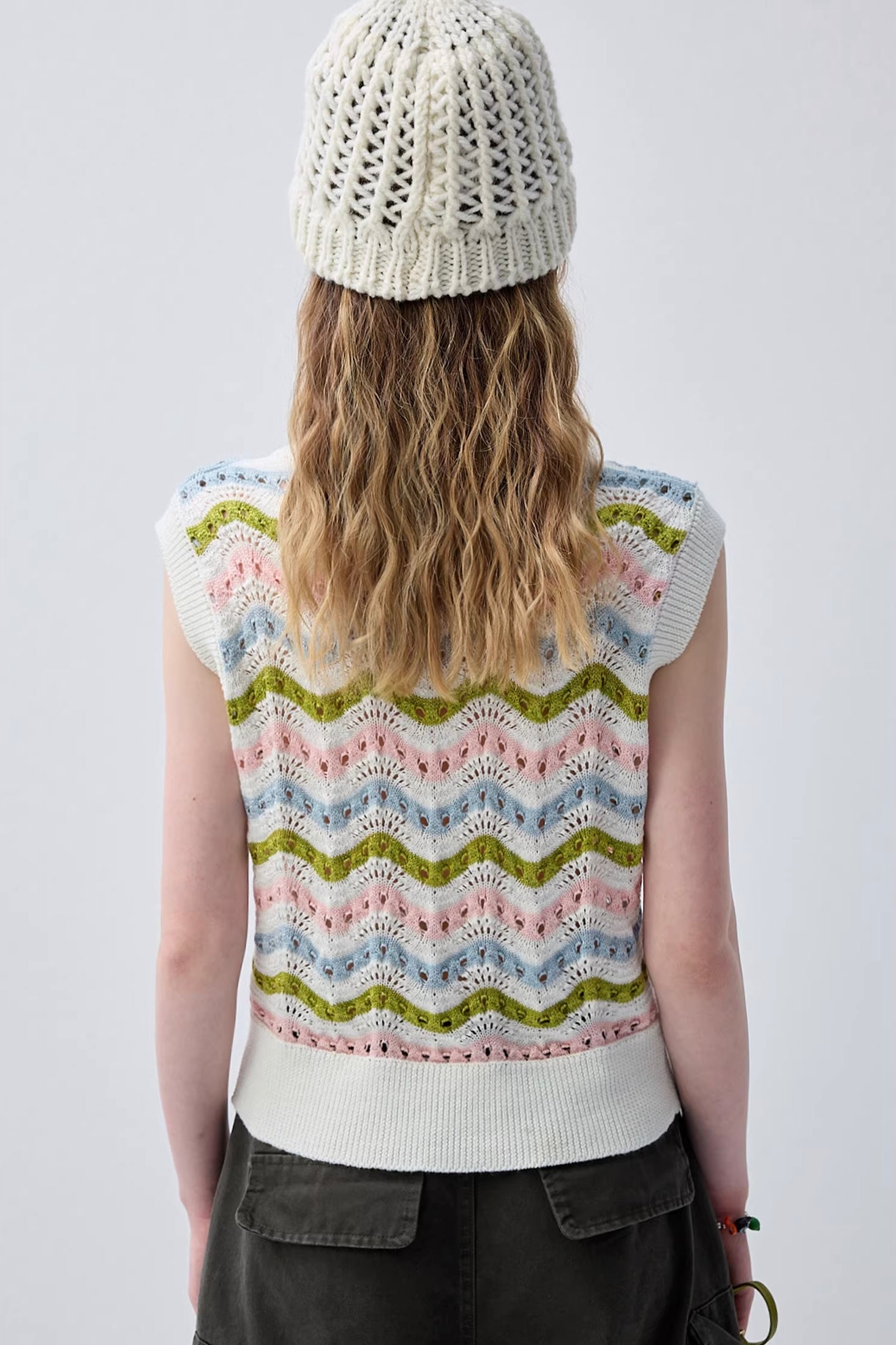 マルチカラーアクセントストライプニットトップスC3656