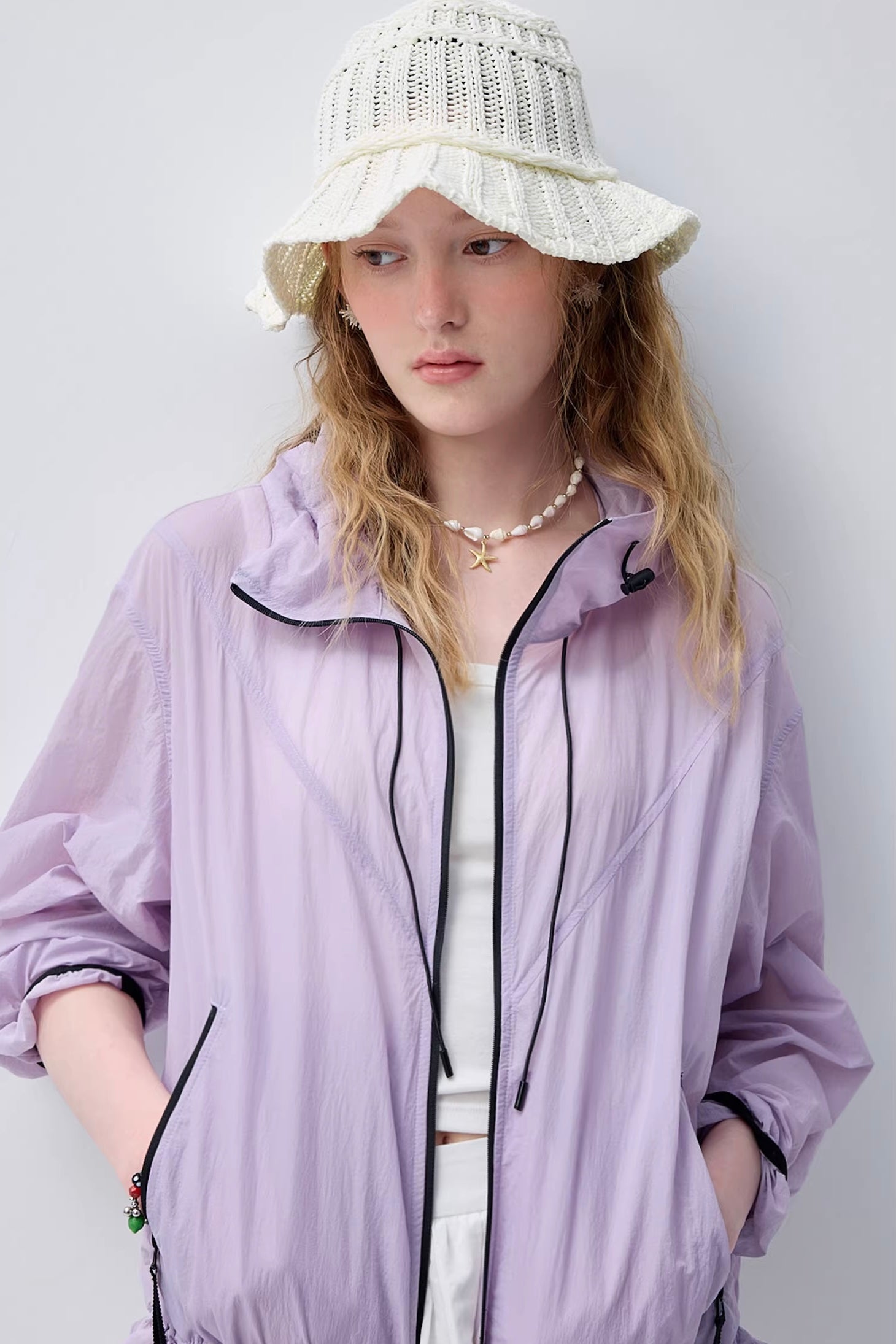 プリーツテクスチャー裾ギャザーデザイン春アウターC3659