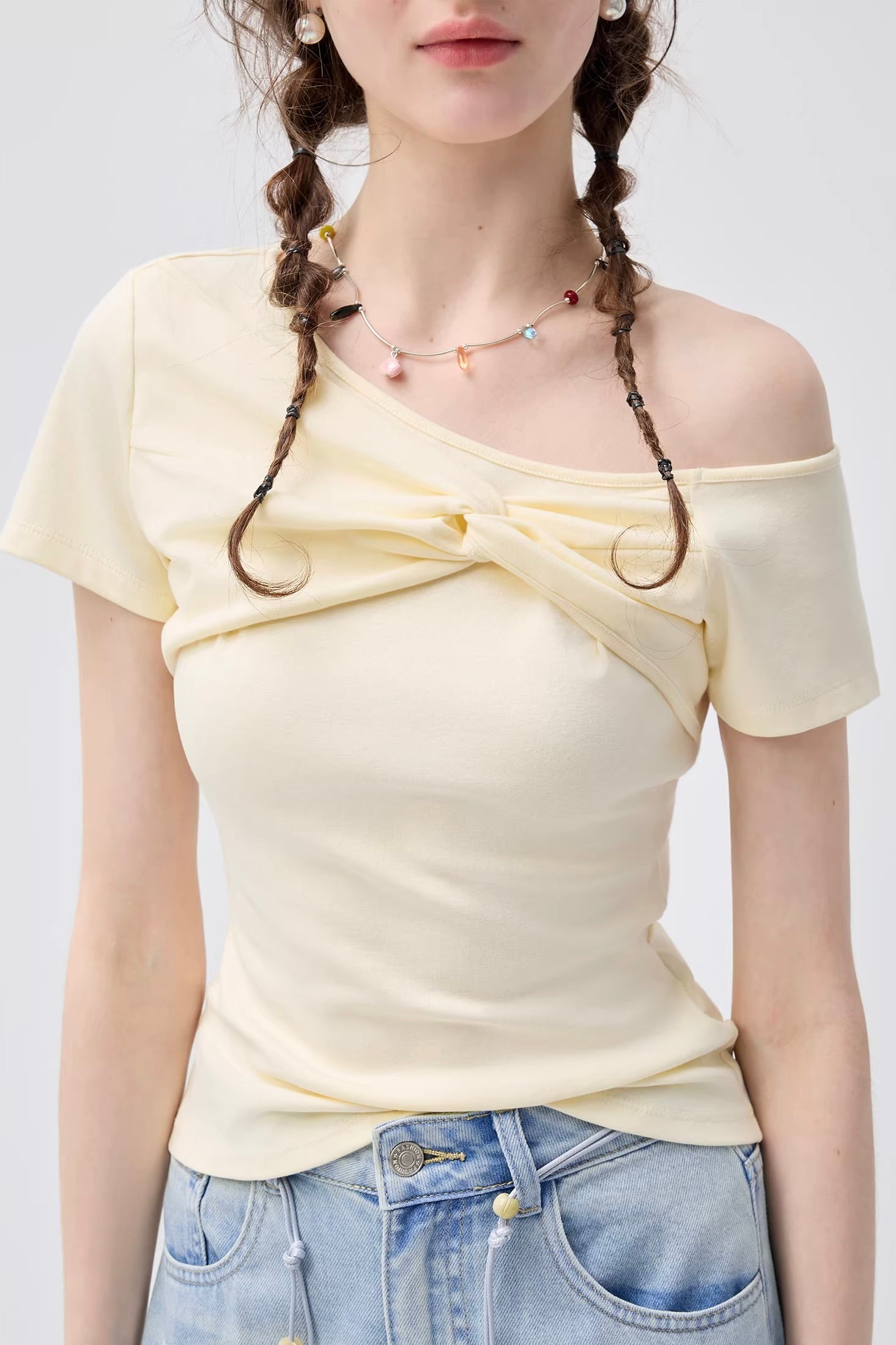 アシメツイストフィットシルエットTシャツC3719