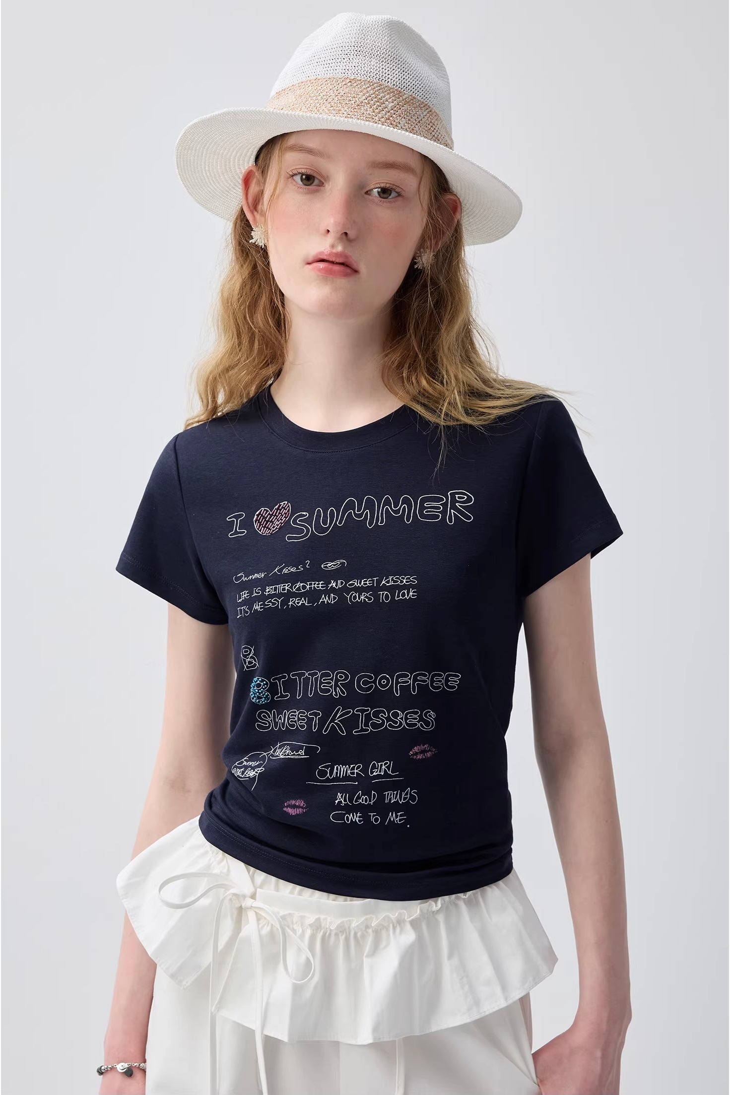 フィットシルエットグラフィックTシャツC3727