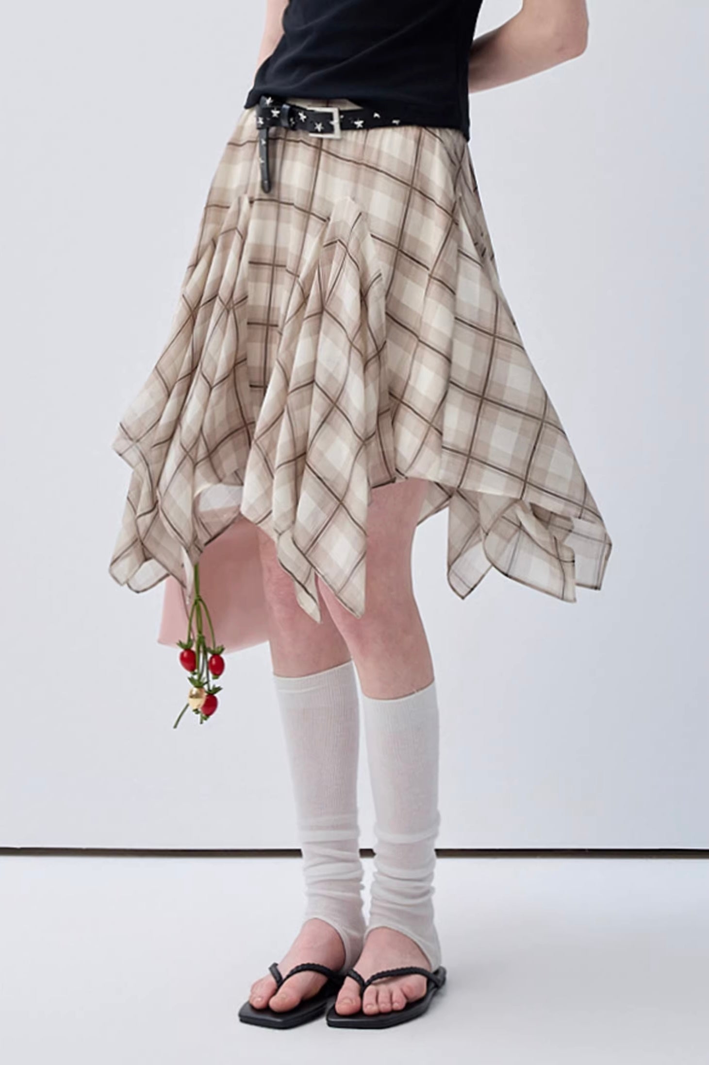 ヴィンテージアシンメトリーチェックスカートC3751