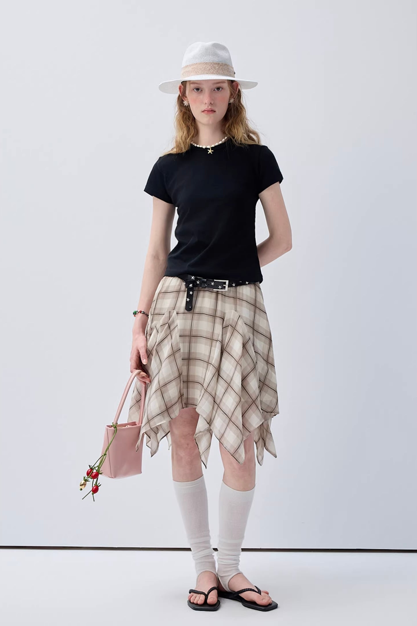 ヴィンテージアシンメトリーチェックスカートC3751