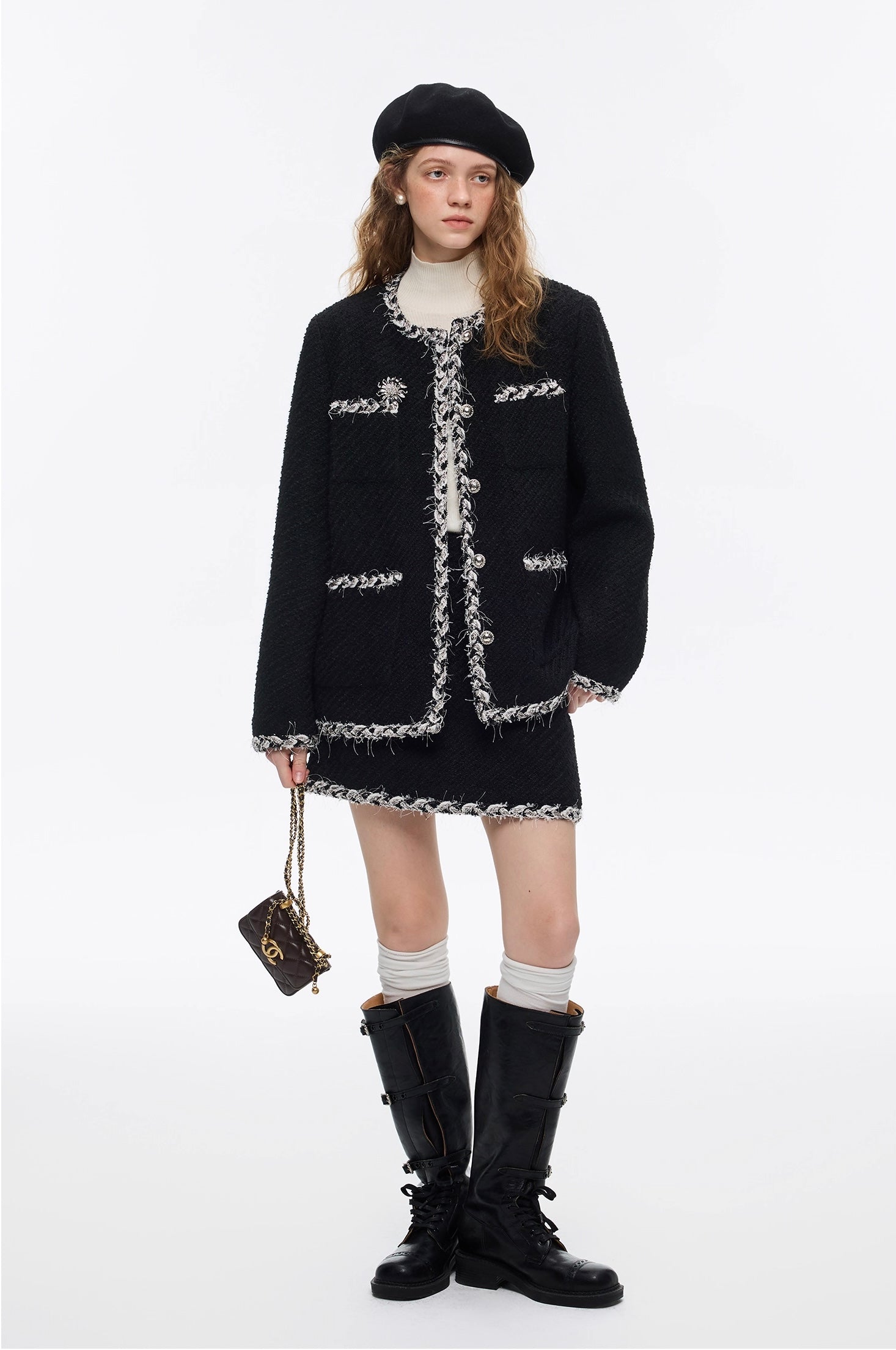 ウールブレンド ツイードライクスカート(セットアップ)
C3371