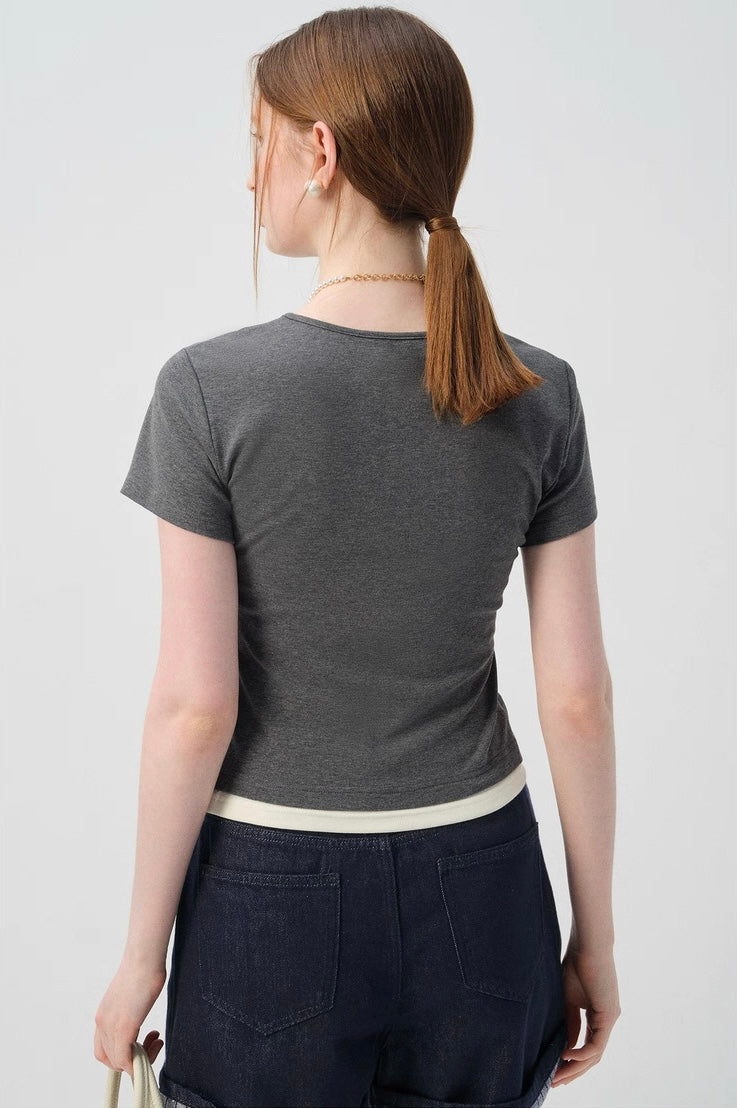 アシンメトリーボタンTシャツ
C2961