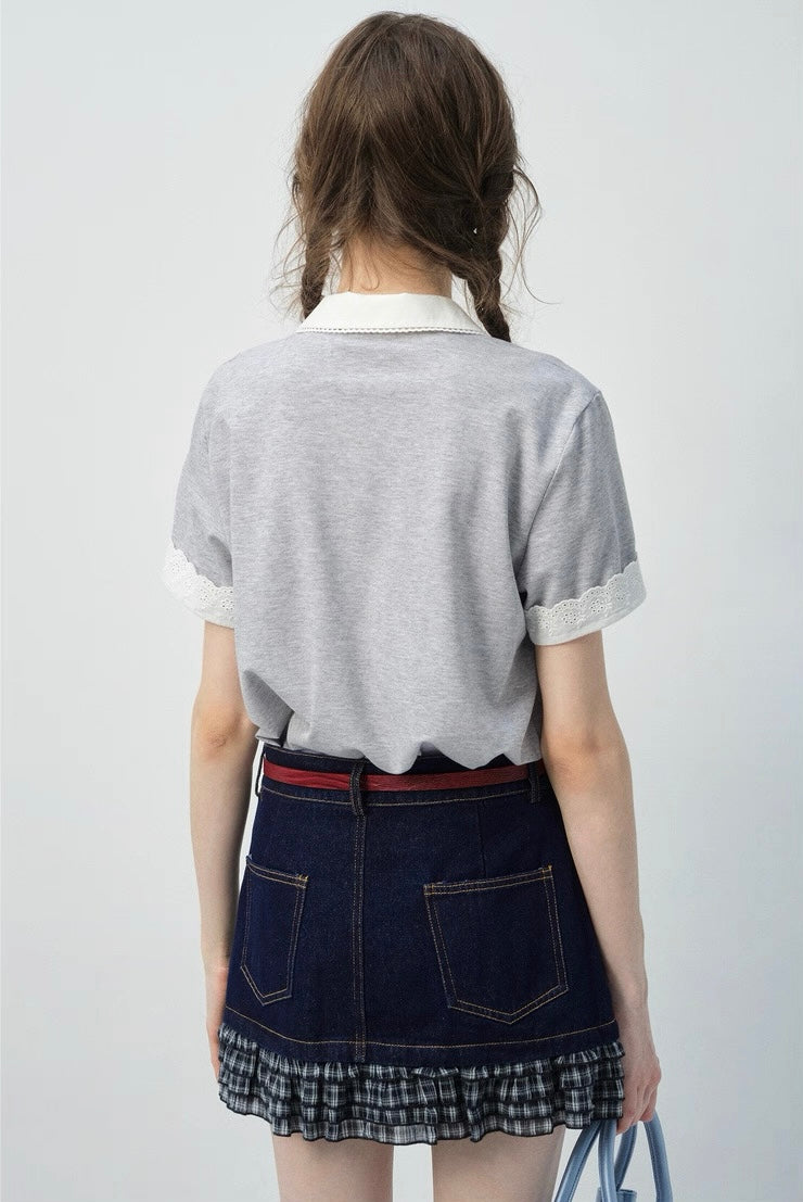N°21 Tシャツ レース　襟付き　ビジュー kp9089-01_1.jpg