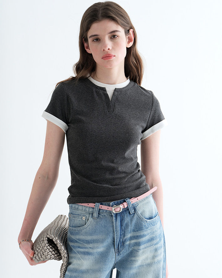 フェイクツーピースTシャツ C3819