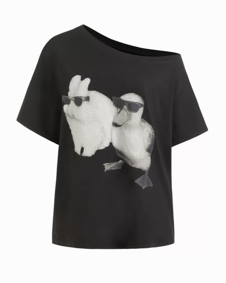 アシンメトリーカラーラプリントTシャツ C3862