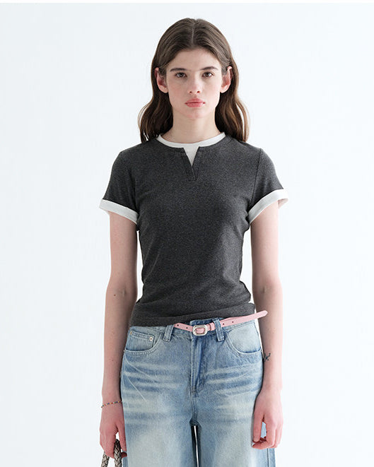 フェイクツーピースTシャツ C3819
