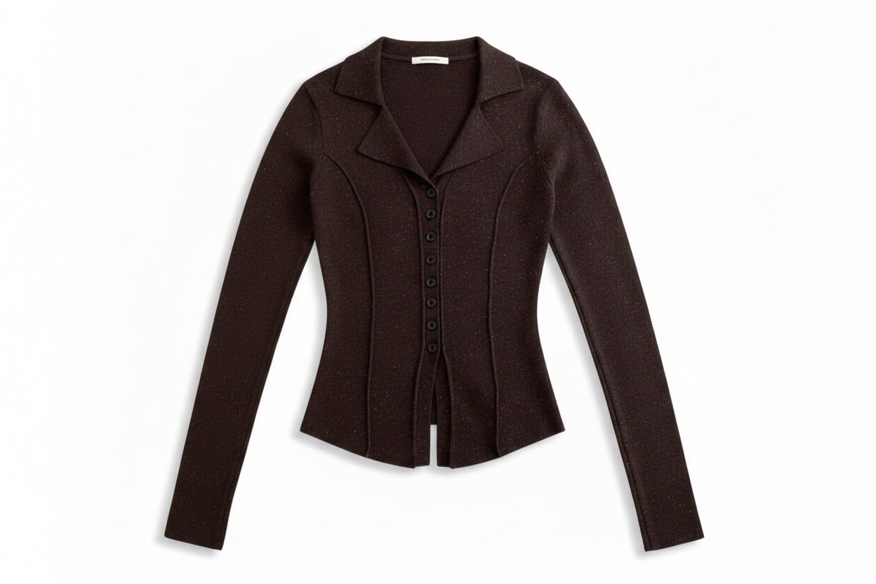 テーラードリブニット × サテンライクフレアロングスカート セット T3009