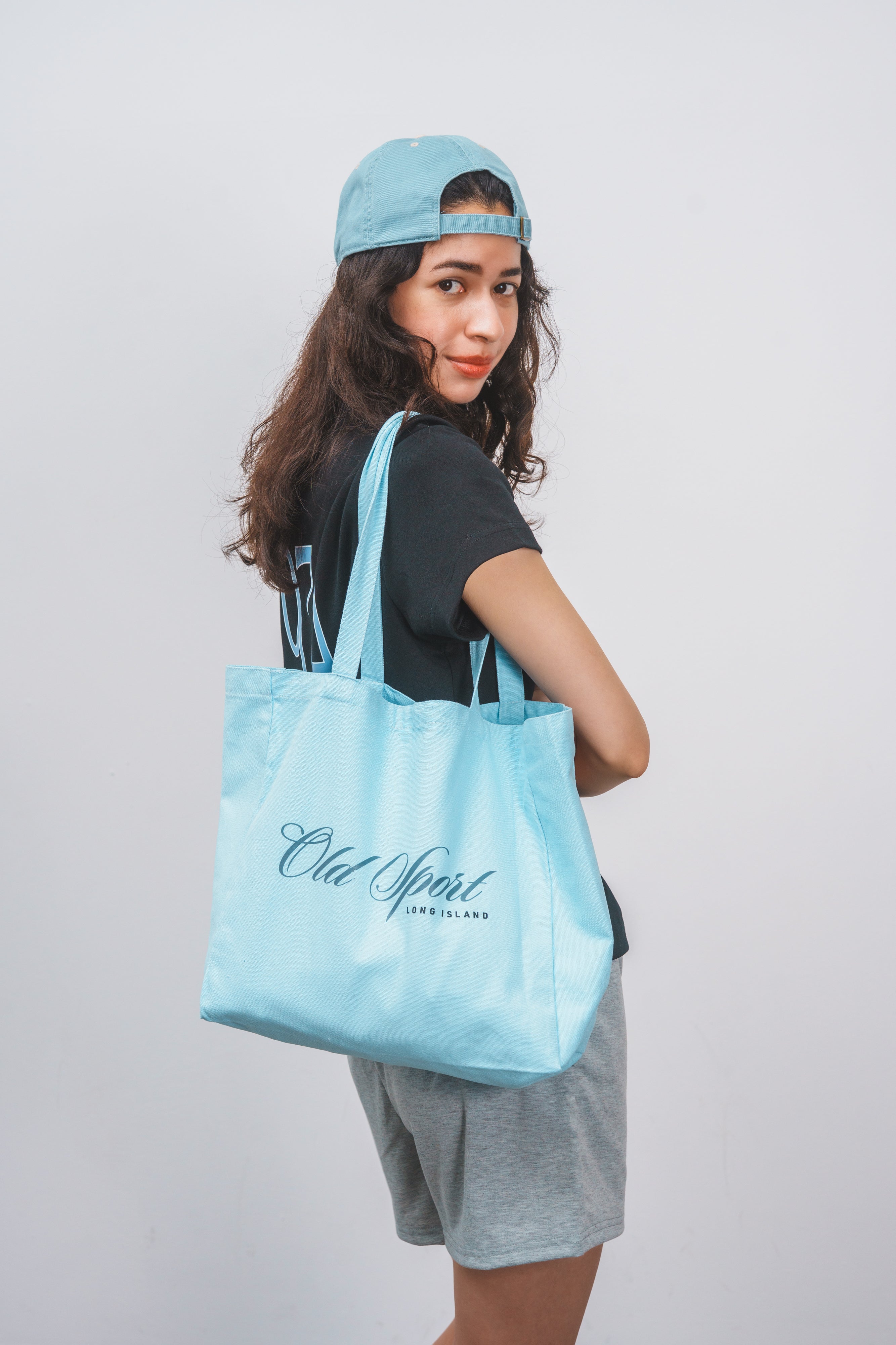 バイカラーエンブレムCAP SAX/BEIGE