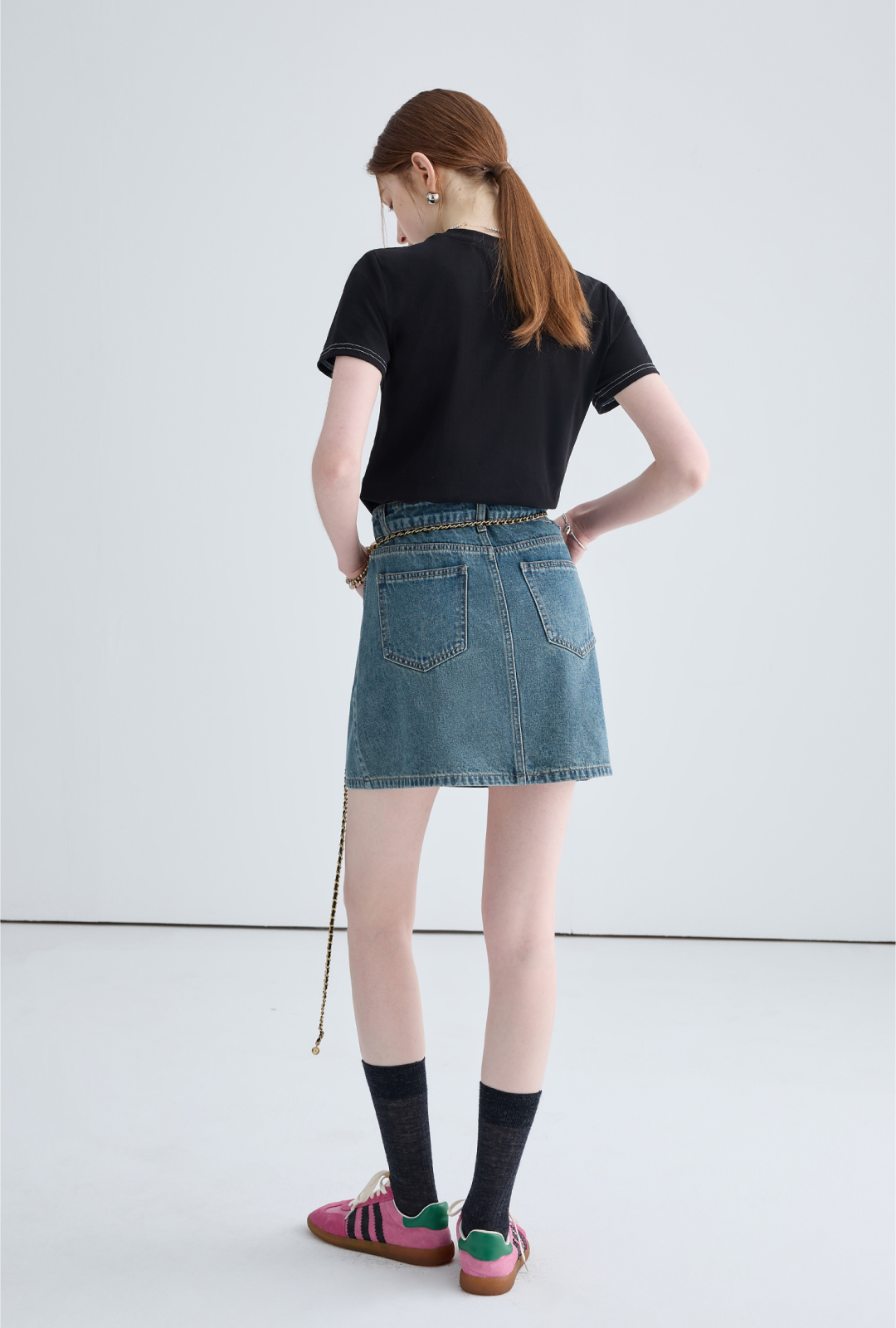 Tight denim short skirt C0813